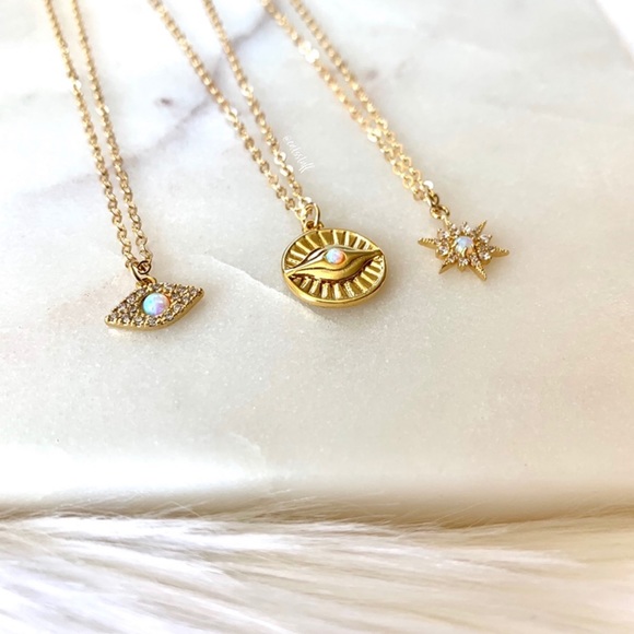 Evil Eye Sunrays Coin Necklace - Picture 6 of 8